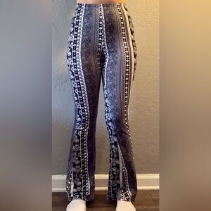 SHEIN Black and White Patterned Flare Pants